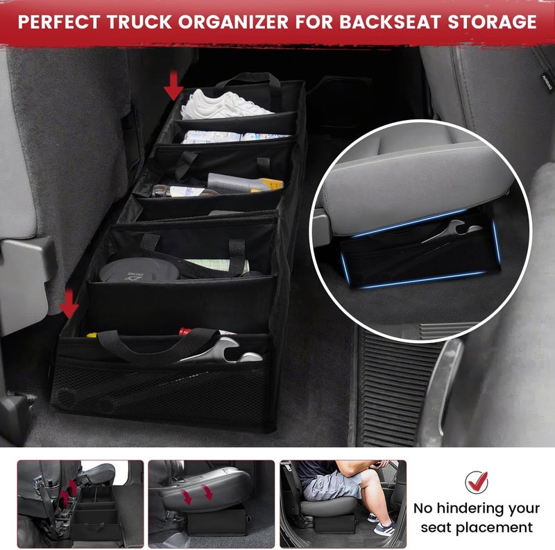 AUTOFIT Chevrolet Silverado 1500 2500 /GMC Sierra 2011-2025 Truck Under Bench Seat Storage with Removable Divider 600D Oxford Cloth, truck accessories Mesh Organizer - Image 5